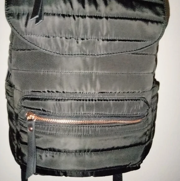 Black & Rose Gold Accent (Designer Inspired) Puffer Travel/Work/School Backpack - Picture 4 of 16